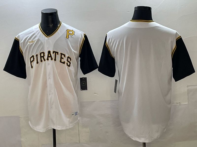 Men Pittsburgh Pirates Blank White Throwback Nike MLB 2025 Jersey 03